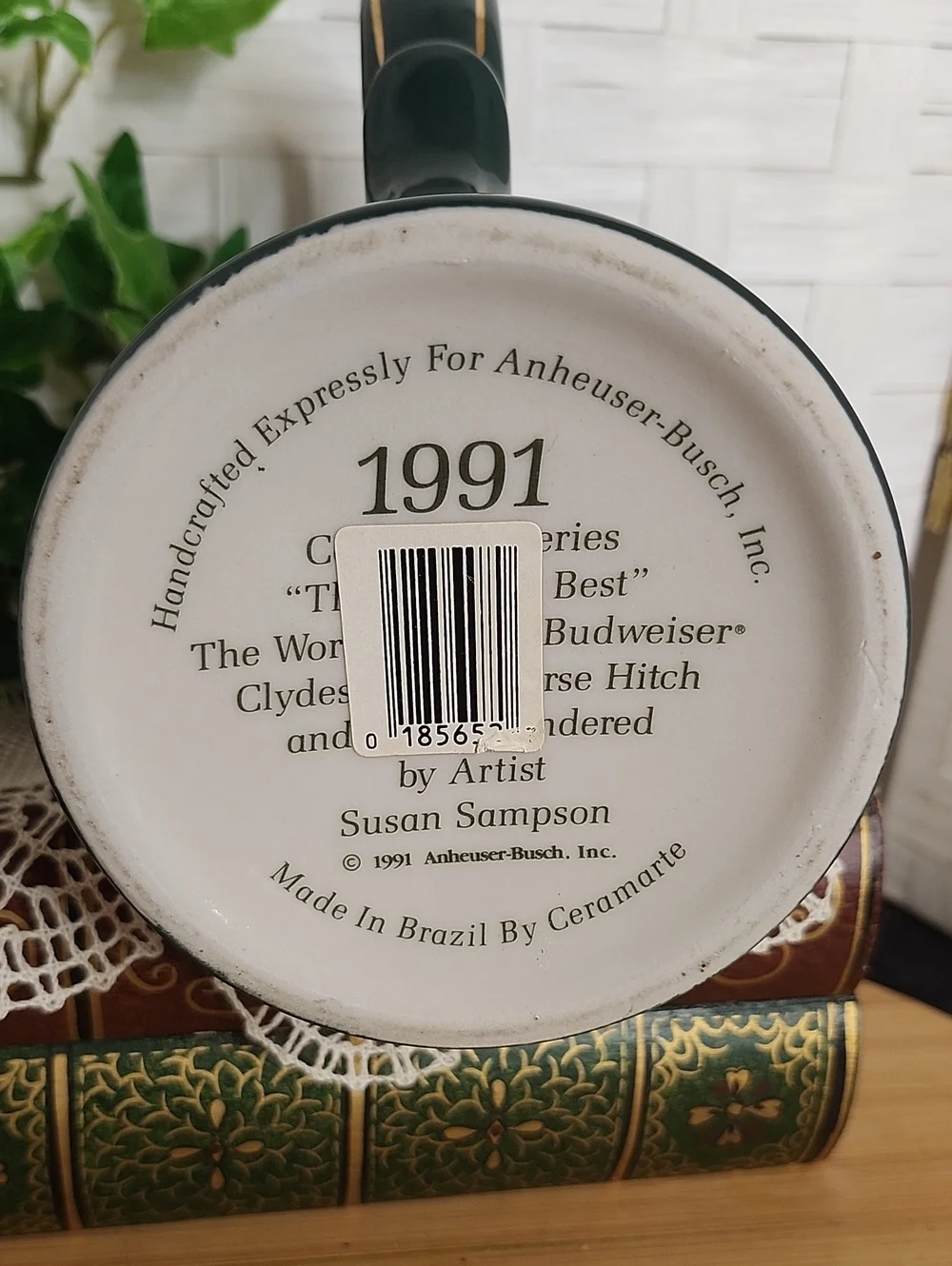 👉*VINTAGE* 1991 BUDWEISER / ANHEUSER BUSCH SEASONAL STEIN (CS133) ~CLYDESDALES